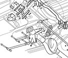 Automotive technical illustration of rear suspension for instruction sheet=
