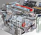 technical illustration of a automotive heating/AC system by illustrator Bruce Kaiser