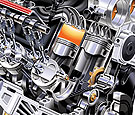 automotive technical illustration engine cut-a-way